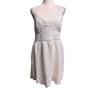 Abercrombie & Fitch Eyelet White a neck Spaghetti Strap Mini Dress Size Large